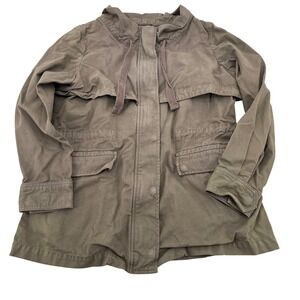 Banana Republic‎ Olive Green Utility Jacket Hooded Drawstring Women's Size S